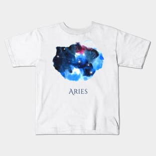 Aries Zodiac Sign - Watercolor Star Constellation Kids T-Shirt